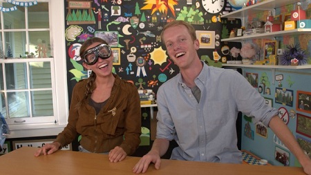 Kirby Engelman and her brother on the Weird But True tv show.